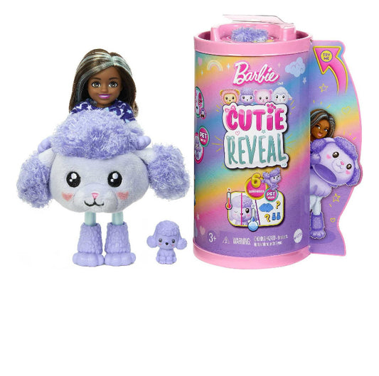 Barbie Cutie Reveal Cozy Cute Tees Series Chelsea Doll & Accessories, Plush Poodle, Brunette Small Doll