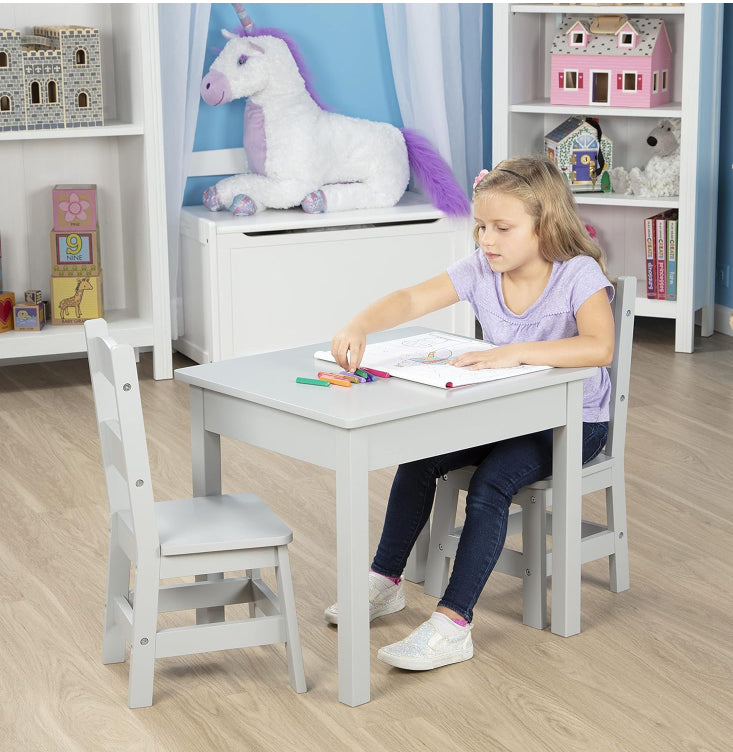 Melissa & Doug Wooden Table and Chairs Gray