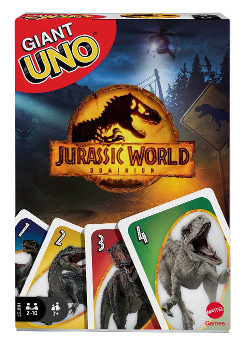 Giant UNO Jurassic World Domination Card Game for Kids, Oversized Cards & Customizable Wild Cards