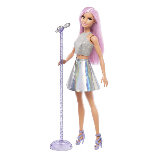 Barbie Pop Star Fashion Doll Dressed in Iridescent Skirt with Pink Hair & Brown Eyes