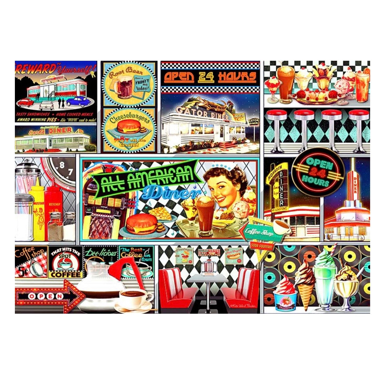 Puzzle Collector 1000 Piece Puzzle - 50's Retro Collage - El Mercado de Juguetes