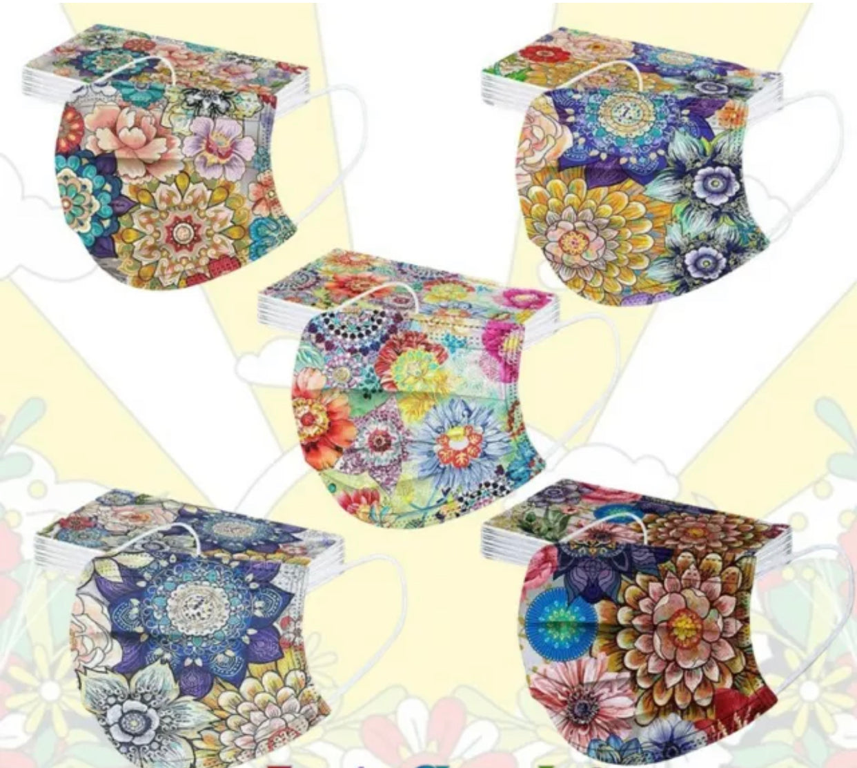 Face Masks Assorted ADULTO Flowers Colorful
