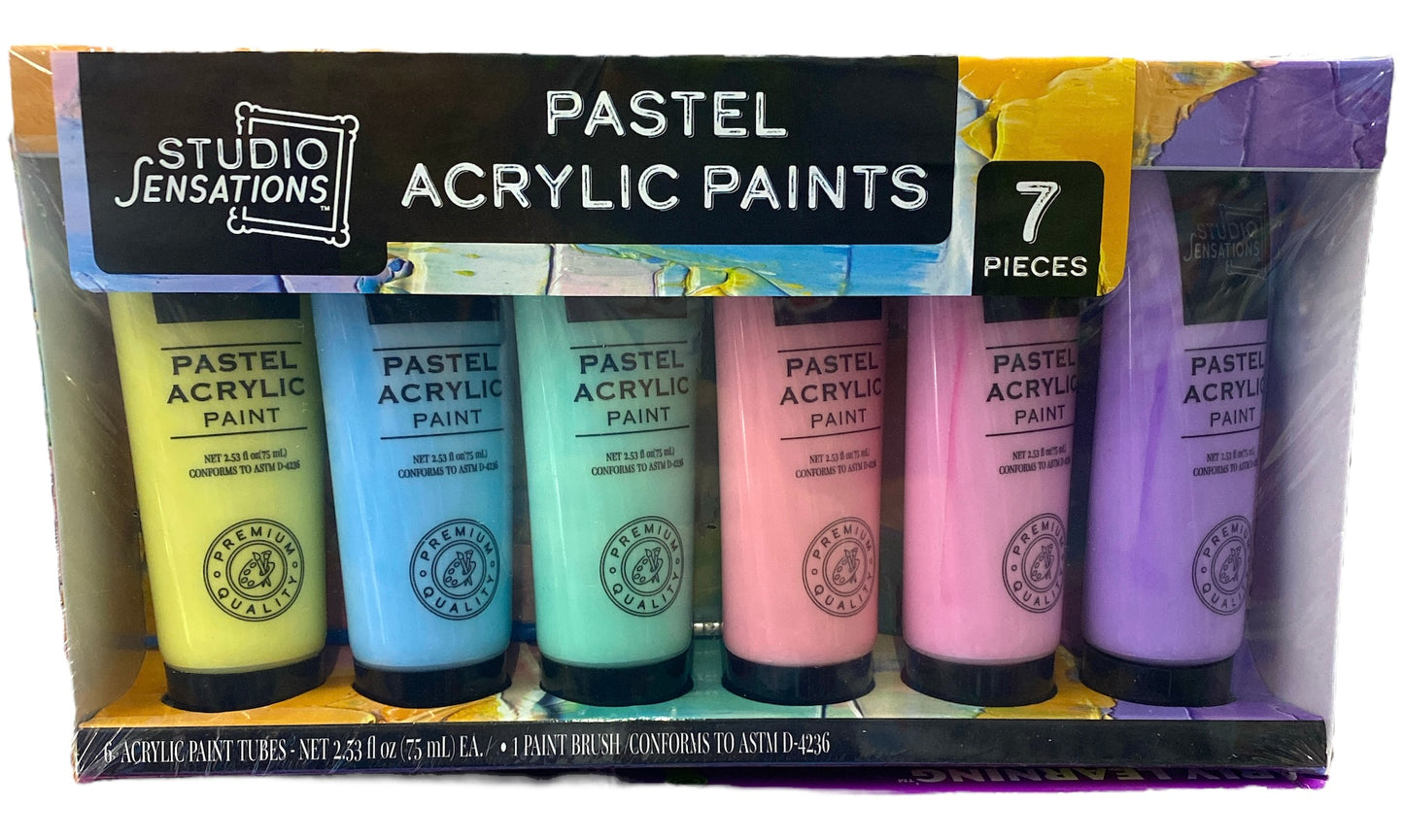 Anker Play Studio Sensations 7pc Pastel Acrylic Paints & Brush Set