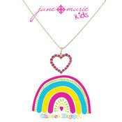 Jane Marie Kids 14" PINK CZECH Stone Open Heart Necklace