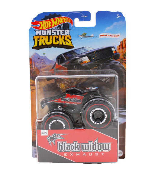 Hot Wheels Monster Trucks Racing 1:64 Scale black widow Exhaust