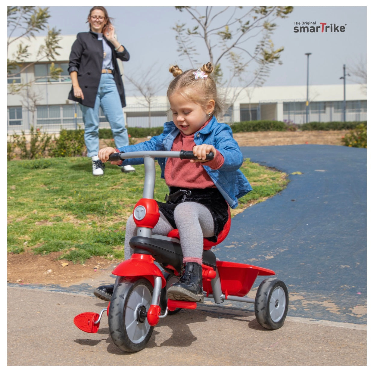 smarTrike Zoom 4 in 1 Baby Toddler Trike Tricycle - RED