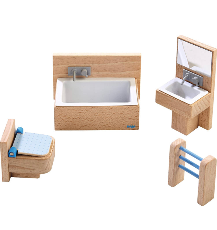 HABA Little Friends Bathroom Set - Wooden Dollhouse Furniture