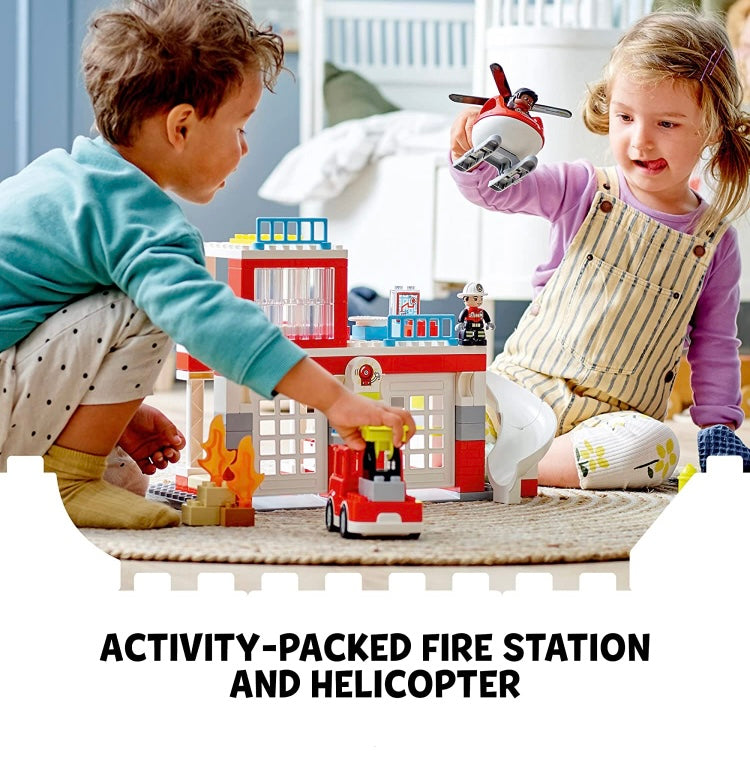 Lego Duplo Fire Station & Helicopter