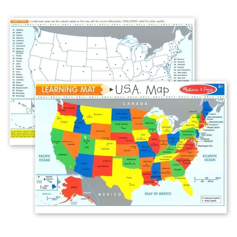 Melissa & Doug Learning Mat U.S.A. Map - El Mercado de Juguetes