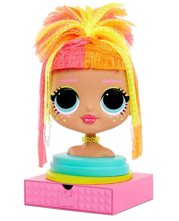 L.O.L. Surprise! O.M.G. Styling Head Neonlicious with Stick-On Hair for Endless Styles