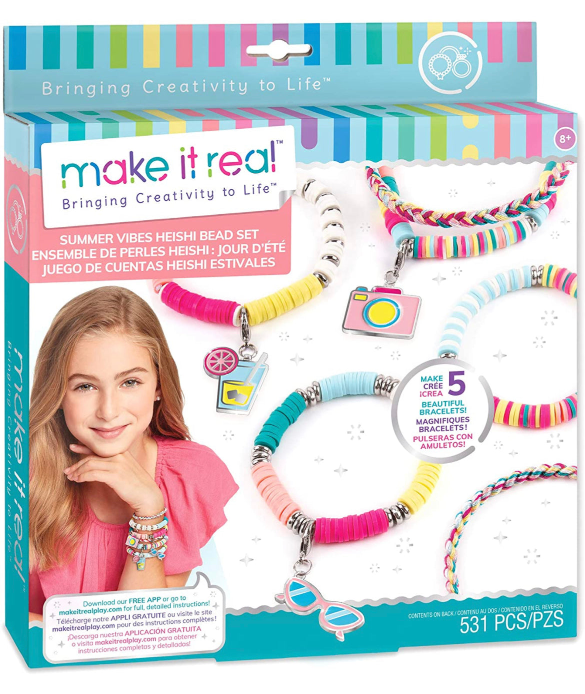 Make It Real - DIY Charm Bracelet Making Kit with Case - Friendship Bracelet Kit
