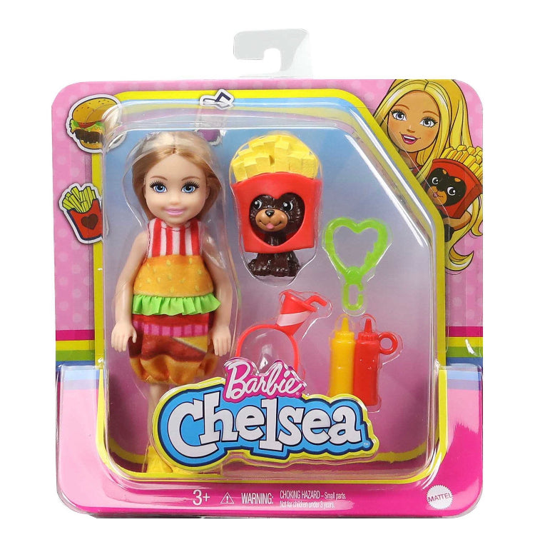 Barbie Club Chelsea Dress-Up Doll in Burger Costume