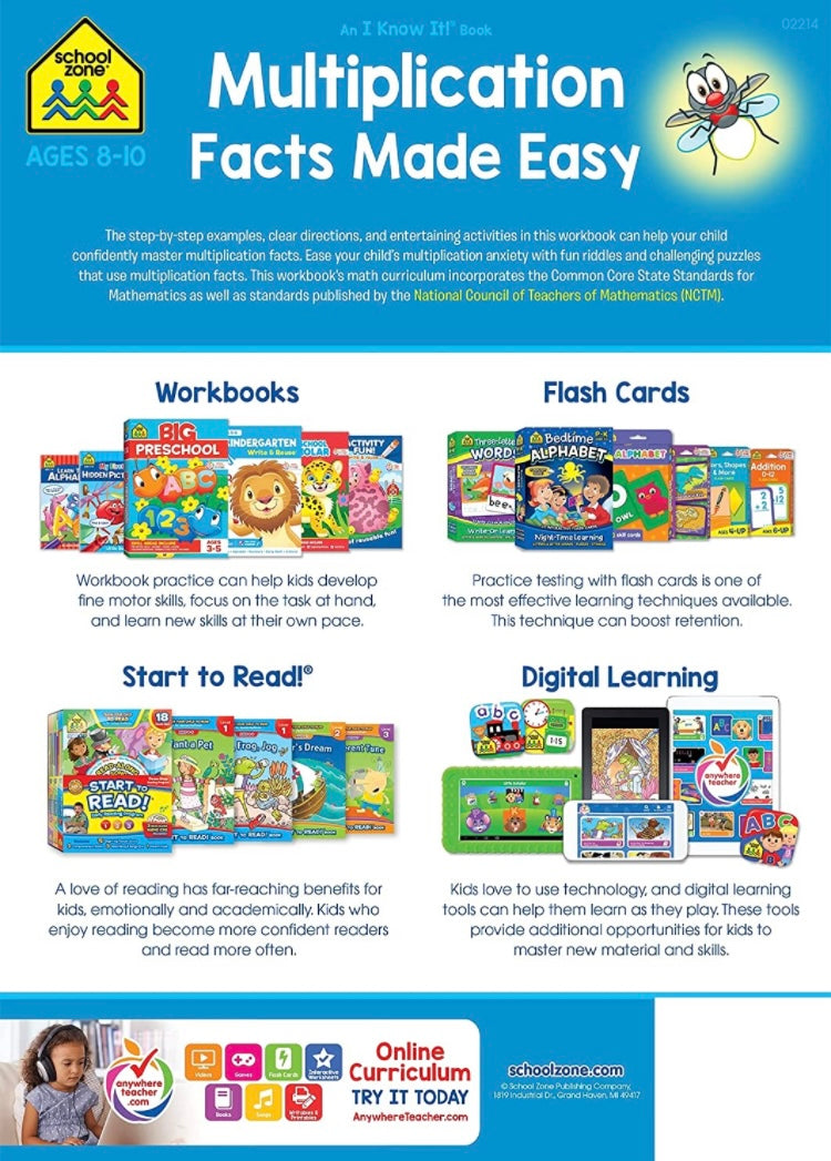School Zone - Multiplication Facts Made Easy Workbook