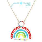 Jane Marie Kids 14" RAINBOW CZECH Stone Open Circle Necklace