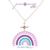 Jane Marie Kids 14" CLEAR CZECH Stone Cross With LIGHT PINK Center Necklace