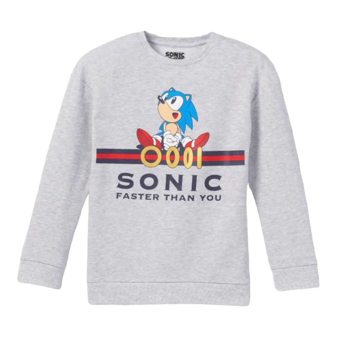 Sonic Crew Neck Pullover Sweatshirt Gray