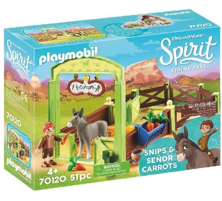 Playmobil Spirit Riding Free Snips & Señor Carrots with Horse Stall