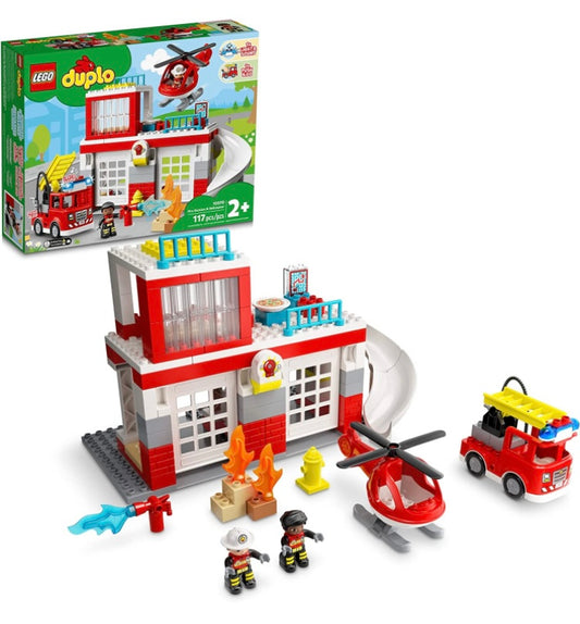 Lego Duplo Fire Station & Helicopter