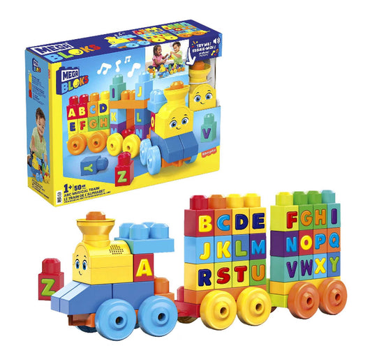 Mega Bloks ABC Musical Train Preschool Building Block Train Toy