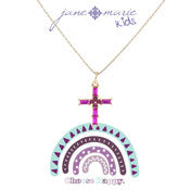 Jane Marie Kids 14" HOT PINK CZECH Stone Cross Necklace