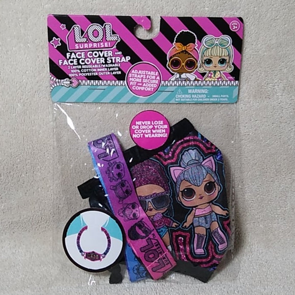 L.O.L Surprise Face Cover and Face Cover Strap Black