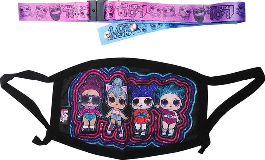L.O.L Surprise Face Cover and Face Cover Strap Black