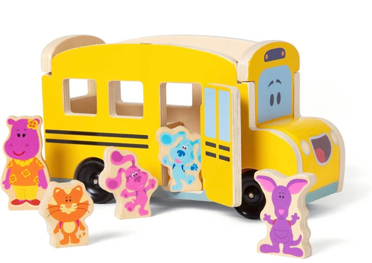 Melissa & Doug Blue's Clues & You! Wooden Pull-Back School Bus